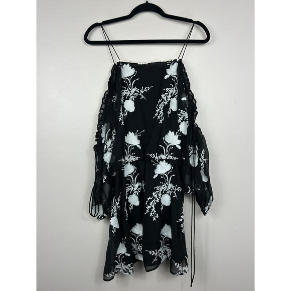 Alice + Olivia NWT Embroidered Holden Tunic Mini Dress Black Sz Medium Boho - Picture 10 of 10